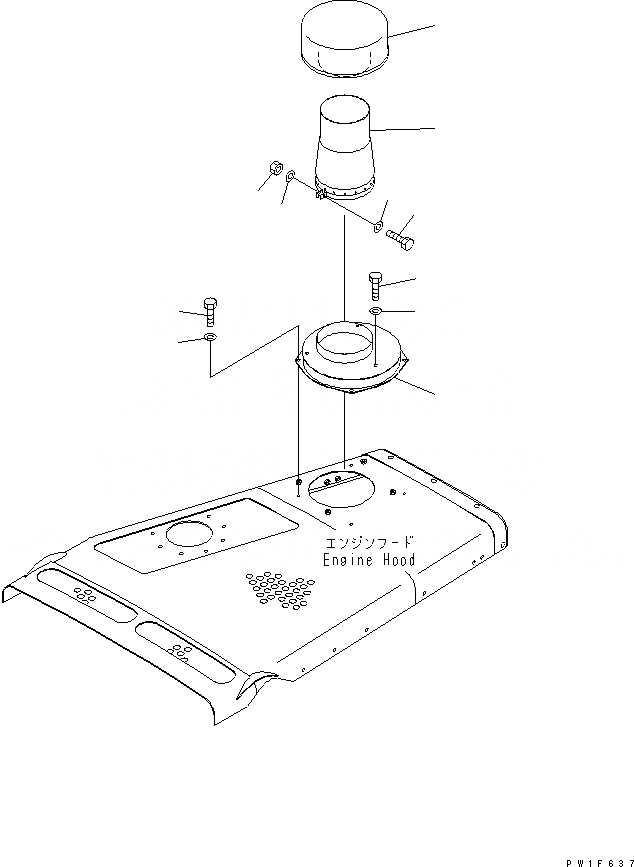 Схема запчастей Komatsu D155A-2A - ПРЕФИЛЬТР КРЫШКА(ДЛЯ ЗАПЫЛЕНН. МЕСТНОСТИ) (ENGINВОЗД.E) ЧАСТИ КОРПУСА
