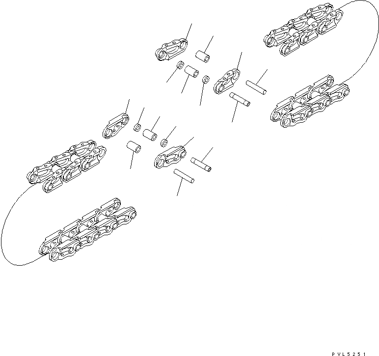 Схема запчастей Komatsu D155A-2A - ГУСЕН. ЦЕПЬ В СБОРЕ (ПОСТАВЛЯЕМЫЕ ЧАСТИ) (ДЛЯ ШЛАКОВОЕ. ПР-ВО) ОСНОВН. КОМПОНЕНТЫ И РЕМКОМПЛЕКТЫ