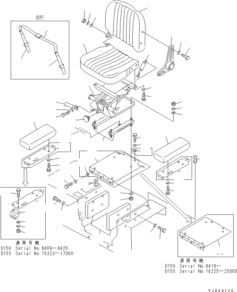 Схема запчастей Komatsu D155A-1 - СИДЕНЬЕ ОПЕРАТОРА(№-) ЧАСТИ КОРПУСА
