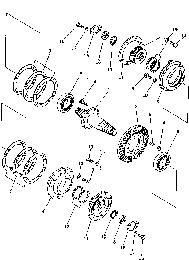 Схема запчастей Komatsu D155A-2 - КОНИЧЕСКАЯ ПЕРЕДАЧА С ВАЛОМ ГТР CONVERTOR¤ТРАНСМИССИЯ¤ РУЛЕВ. УПРАВЛЕНИЕ И КОНЕЧНАЯ ПЕРЕДАЧА
