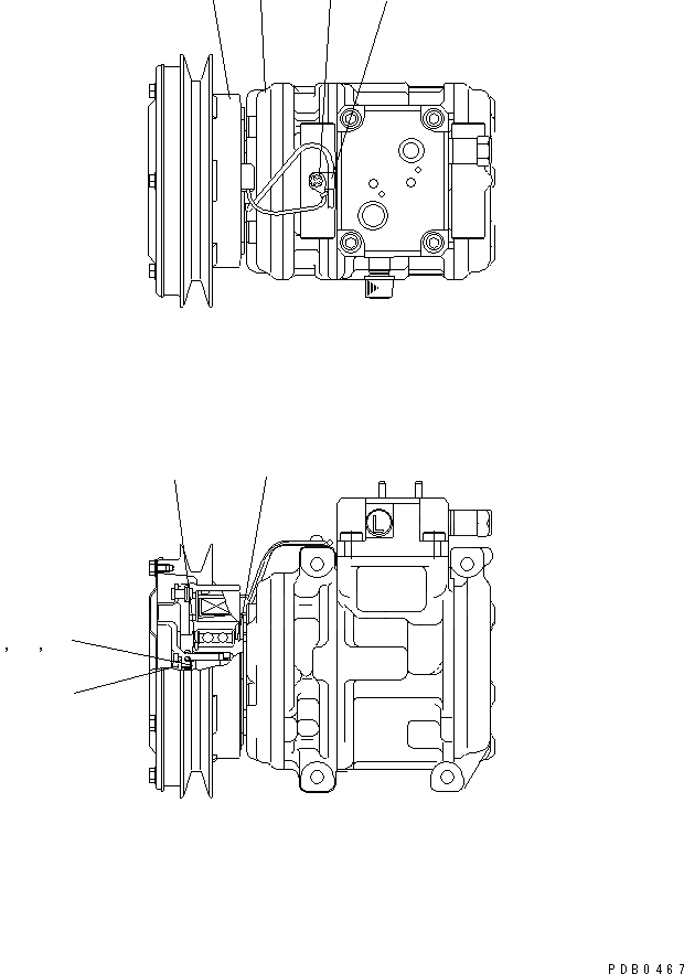 Схема запчастей Komatsu D155A-3 - КОМПРЕССОР(№-.) КОМПОНЕНТЫ ДВИГАТЕЛЯ