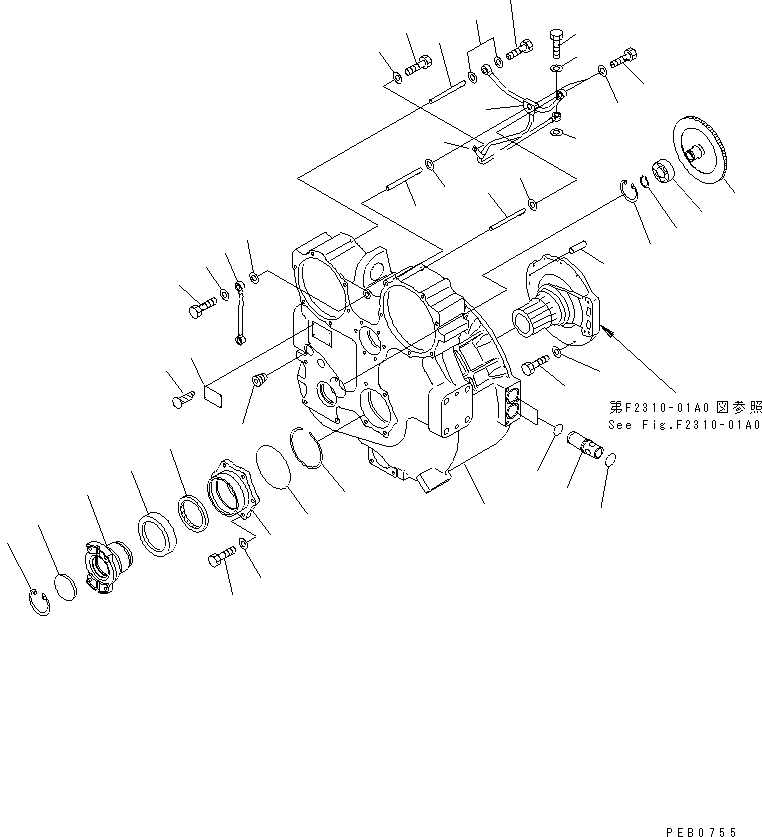 Схема запчастей Komatsu D155A-3 - ГИДРОТРАНСФОРМАТОР (КОРПУС И ТРУБЫ) СИЛОВАЯ ПЕРЕДАЧА И КОНЕЧНАЯ ПЕРЕДАЧА