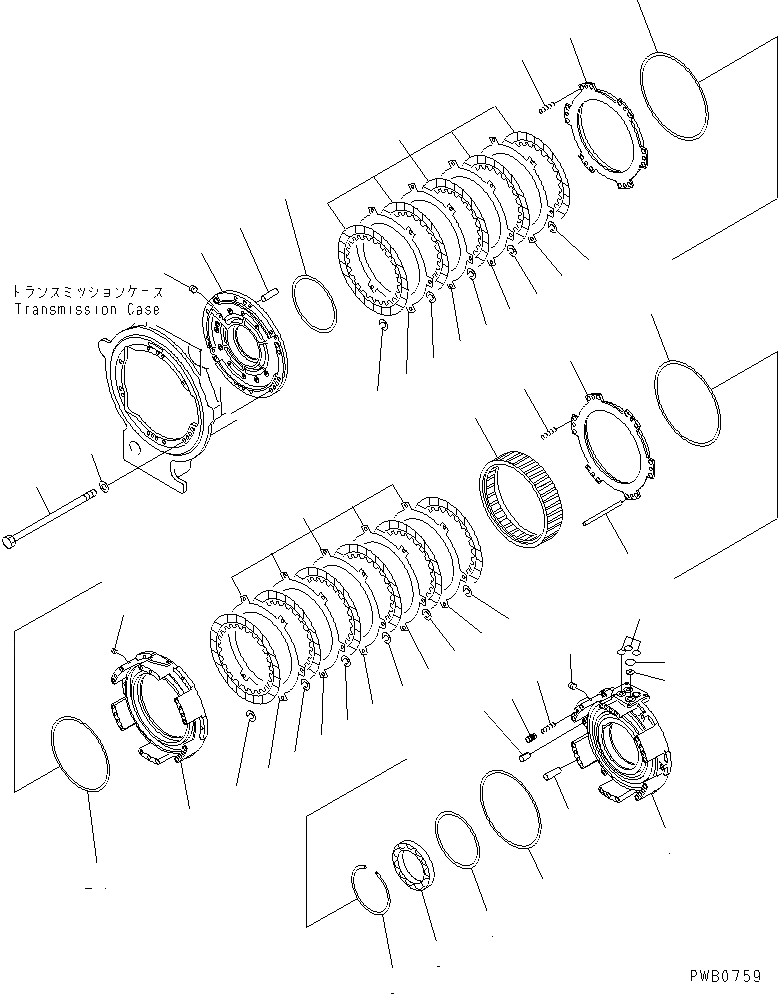 Схема запчастей Komatsu D155A-3 - ТРАНСМИССИЯ (МУФТА ВПЕРЕД/РЕВЕРС) СИЛОВАЯ ПЕРЕДАЧА И КОНЕЧНАЯ ПЕРЕДАЧА