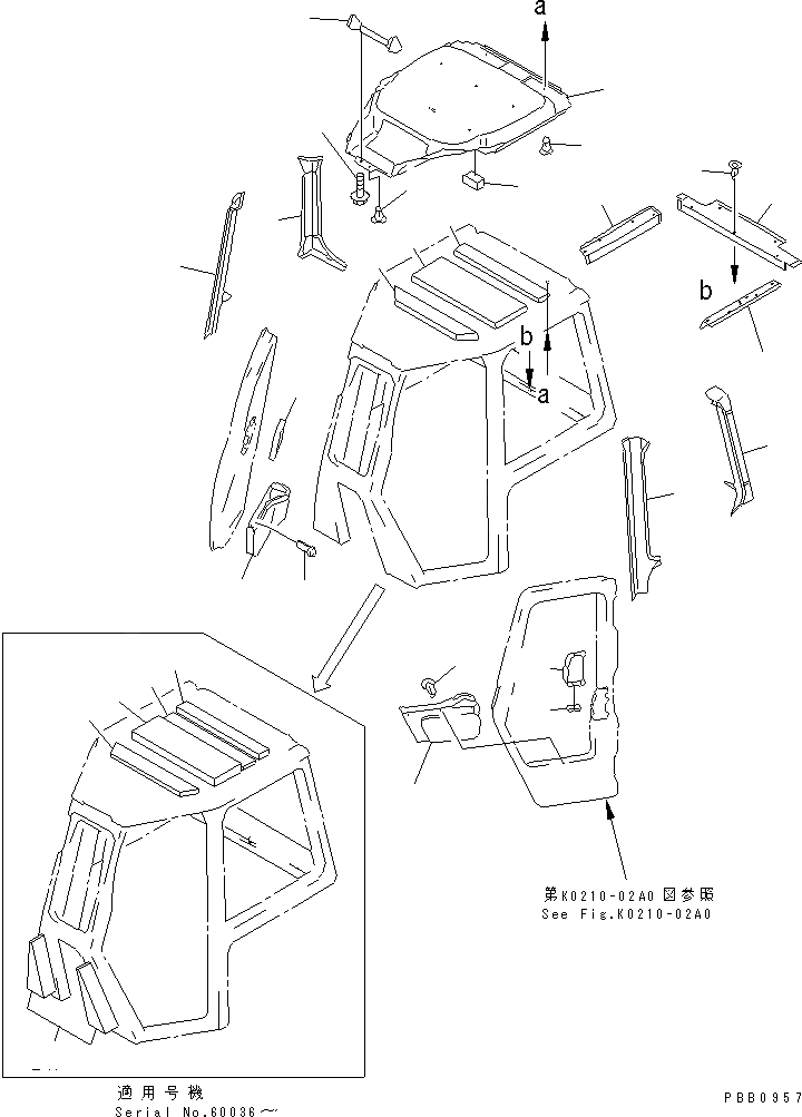 Схема запчастей Komatsu D155A-3 - КАБИНА (ОБЛИЦОВКА ПОТОЛКА) (ДЛЯ AM-FM РАДИО) КАБИНА ОПЕРАТОРА И СИСТЕМА УПРАВЛЕНИЯ