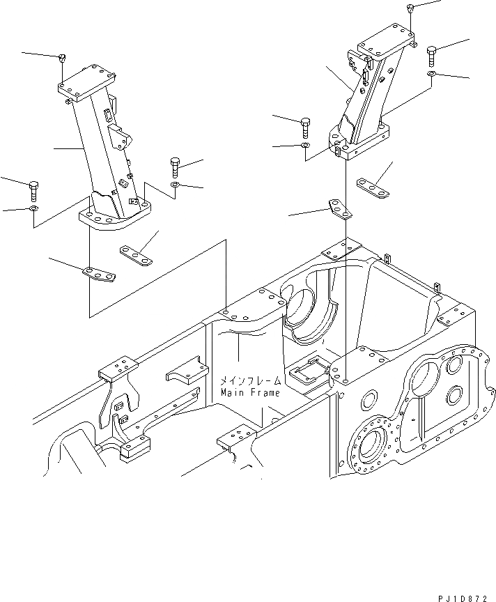 Схема запчастей Komatsu D155A-3 - ROPS КРЕПЛЕНИЕ (ДЛЯ SYRIA)(№-) ЧАСТИ КОРПУСА