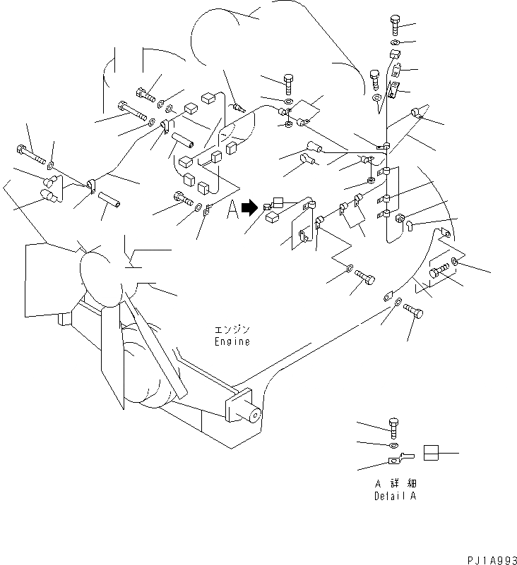 Схема запчастей Komatsu D155A-5 - ПРОВОДКА (ДВИГАТЕЛЬ) КОМПОНЕНТЫ ДВИГАТЕЛЯ