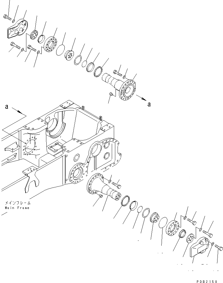 Схема запчастей Komatsu D155A-5 - ПОВОРОТН. ШКВОРЕНЬ (НАКЛОНЯЕМ. ОТВАЛ) ОСНОВН. РАМА И КОМПОНЕНТЫ