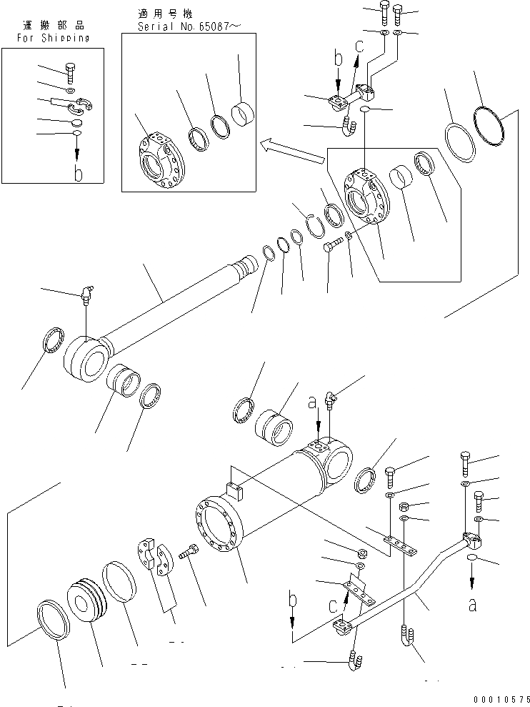 Схема запчастей Komatsu D155A-5 - РЫХЛИТЕЛЬ ЦИЛИНДР ПЕРЕКОСА(№-) ОСНОВН. КОМПОНЕНТЫ И РЕМКОМПЛЕКТЫ