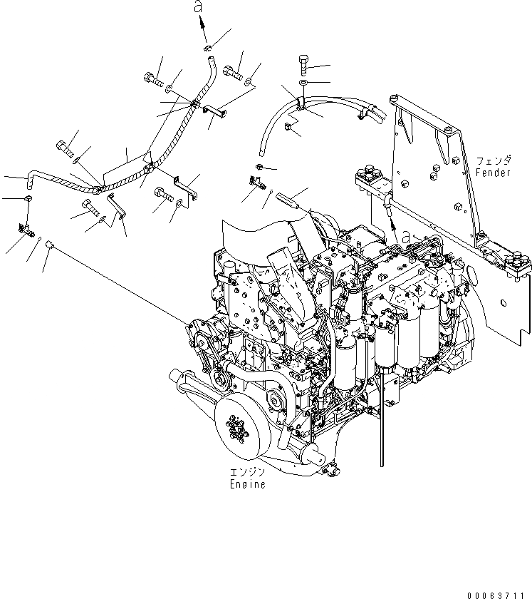 Схема запчастей Komatsu D155A-6 - ЛИНИЯ ОБОГРЕВАТЕЛЯ(№8-) КОМПОНЕНТЫ ДВИГАТЕЛЯ