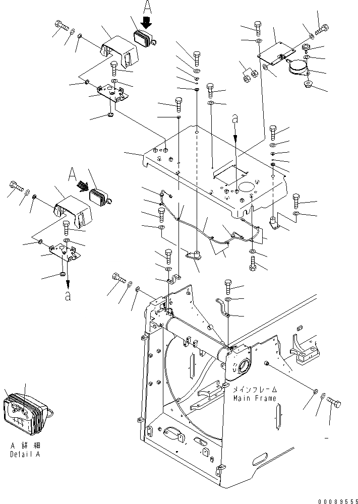 Схема запчастей Komatsu D155A-6 - ЗАЩИТА РАДИАТОРА RETATED (КРЫШКАAND ГОЛОВНОЕ ОСВЕЩЕНИЕ)(№8-) ЧАСТИ КОРПУСА