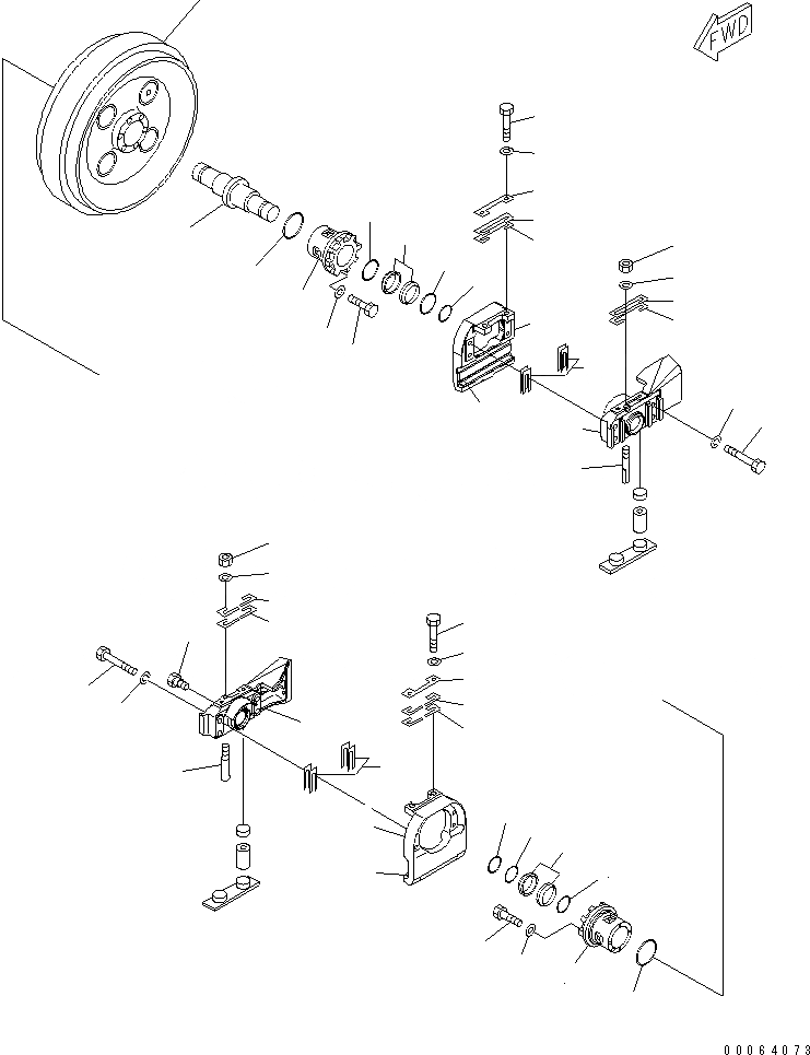 Схема запчастей Komatsu D155A-6 - ГУСЕНИЧНАЯ РАМА (ПЕРЕДН. ЛЕНИВЕЦ) (ПРАВ.)(№8-) ХОДОВАЯ