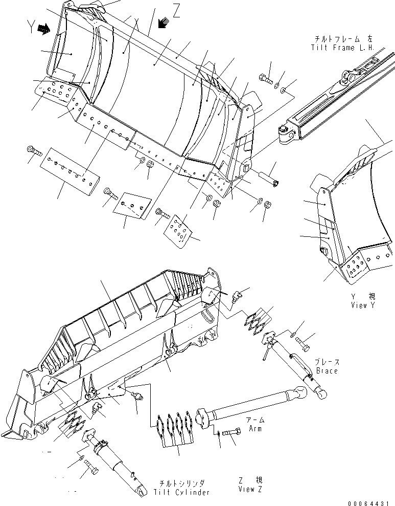 Схема запчастей Komatsu D155A-6 - ОТВАЛ SIGMADOZER (УСИЛЕНН.) (С ТОЛКАЮЩ. ПЛАСТИН.)(№8-) РАБОЧЕЕ ОБОРУДОВАНИЕ