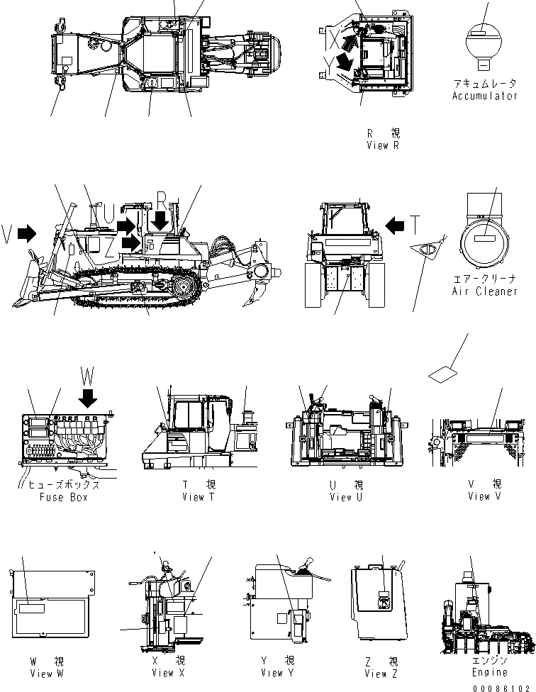 Схема запчастей Komatsu D155A-6 - МАРКИРОВКА (АРАБСК.) (С КАБИНОЙ)(№8-) МАРКИРОВКА