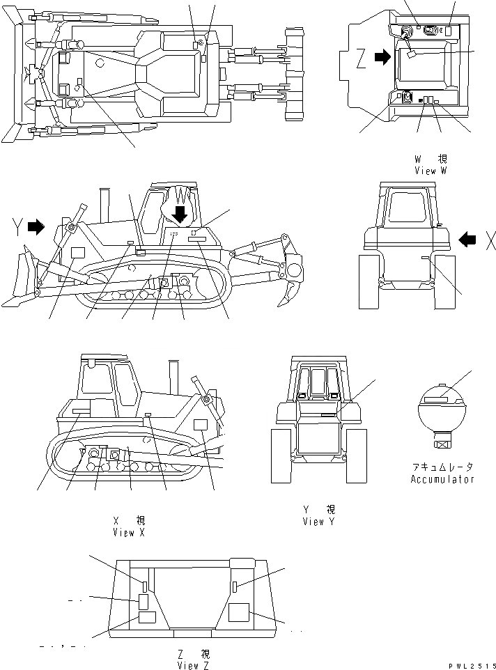 Схема запчастей Komatsu D155AX-3 - МАРКИРОВКА (ЯПОН.)(№8-) МАРКИРОВКА