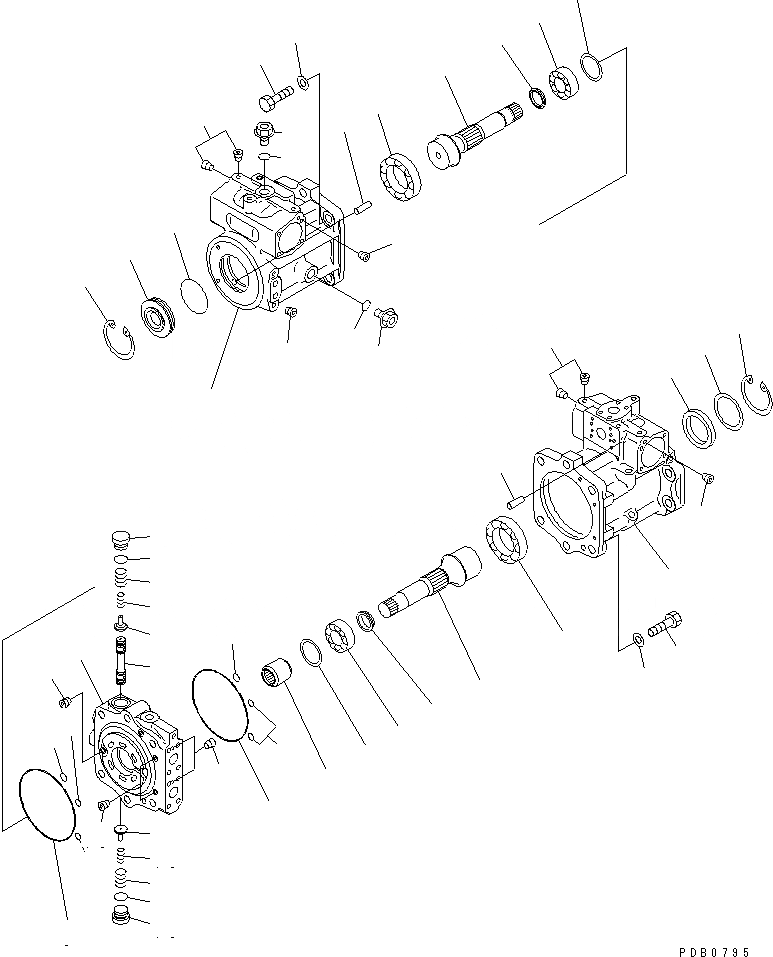 Схема запчастей Komatsu D155AX-3 - H.M.T. МОТОР (/) ОСНОВН. КОМПОНЕНТЫ И РЕМКОМПЛЕКТЫ