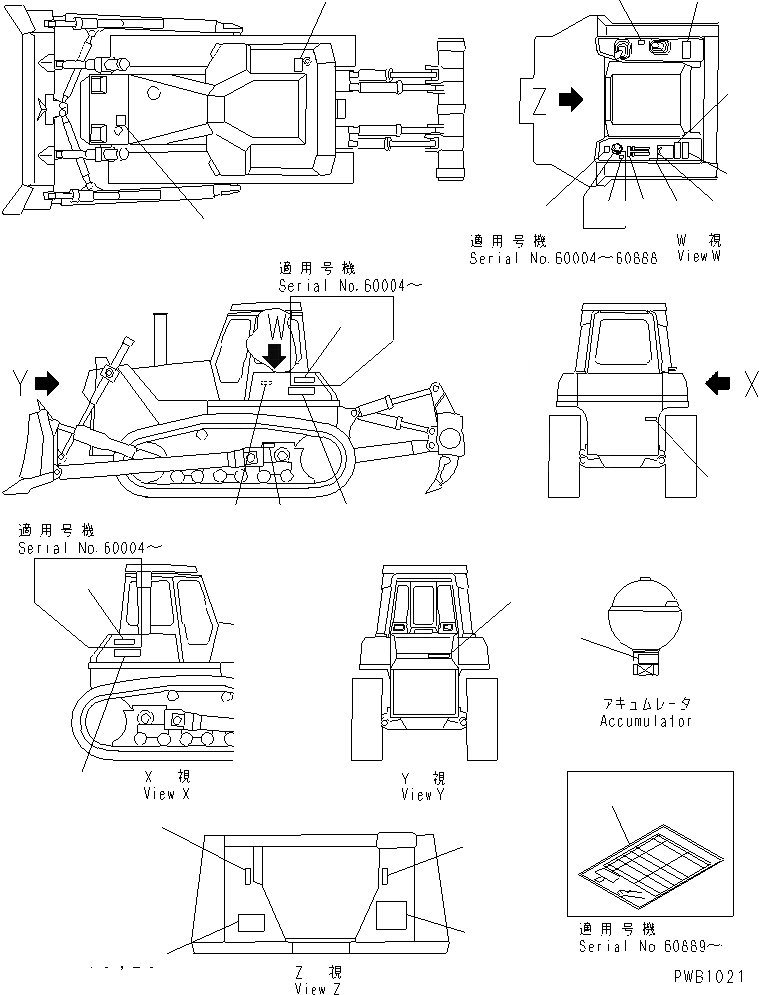 Схема запчастей Komatsu D155AX-3 - МАРКИРОВКА (АНГЛ.) МАРКИРОВКА