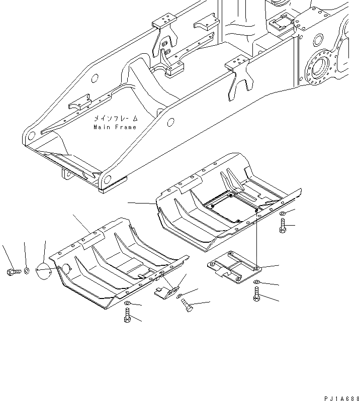 Схема запчастей Komatsu D155AX-5 - НИЖН. ЗАЩИТА ЧАСТИ КОРПУСА