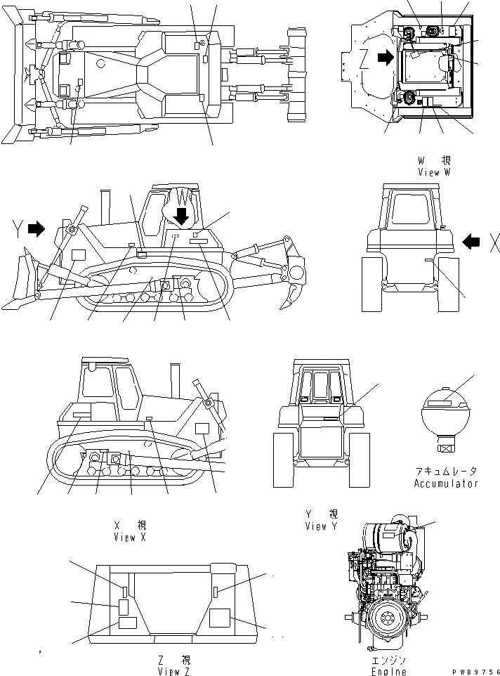 Схема запчастей Komatsu D155AX-5 - МАРКИРОВКА (ЯПОН.)(№7-7999) МАРКИРОВКА