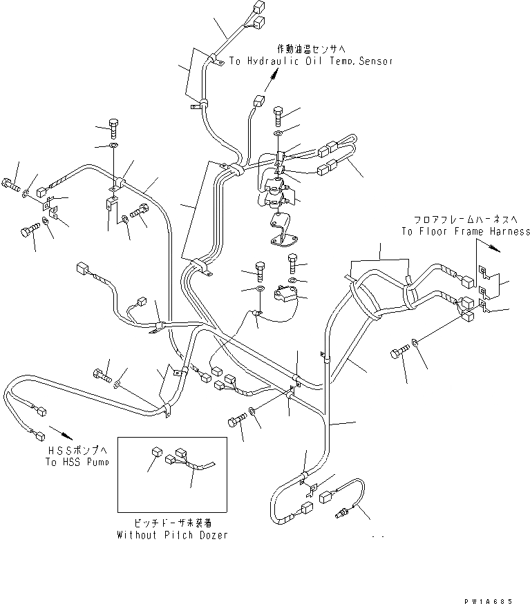 Схема запчастей Komatsu D155AX-5 - ЭЛЕКТРОПРОВОДКА (СИЛОВАЯ ЛИНИЯ) (ДЛЯ PITCH OZER)(№7-) СИЛОВАЯ ПЕРЕДАЧА И КОНЕЧНАЯ ПЕРЕДАЧА