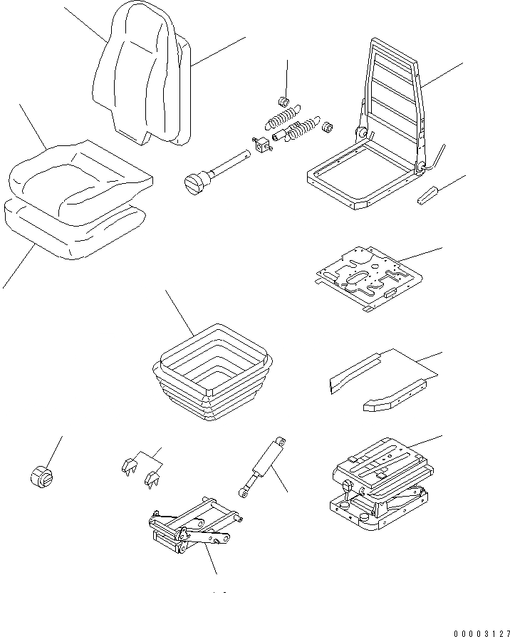 Схема запчастей Komatsu D155AX-5 - СИДЕНЬЕ ОПЕРАТОРА В СБОРЕ (TURN И С ОТКИДН. СПИНКОЙ ТИП) (ТКАНЕВОЕ СИДЕНЬЕ)(№7-) ОСНОВН. КОМПОНЕНТЫ И РЕМКОМПЛЕКТЫ