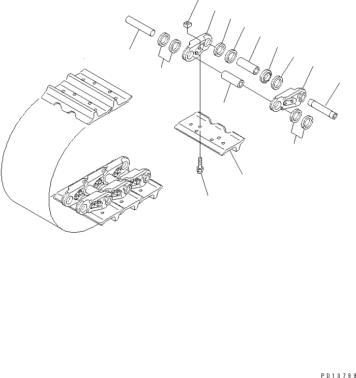 Схема запчастей Komatsu D155AX-5 - ГУСЕНИЦЫ (СУХ. ТИП) (ОДИНОЧН. ГРУНТОЗАЦЕП) (MM ШИР.) ХОДОВАЯ