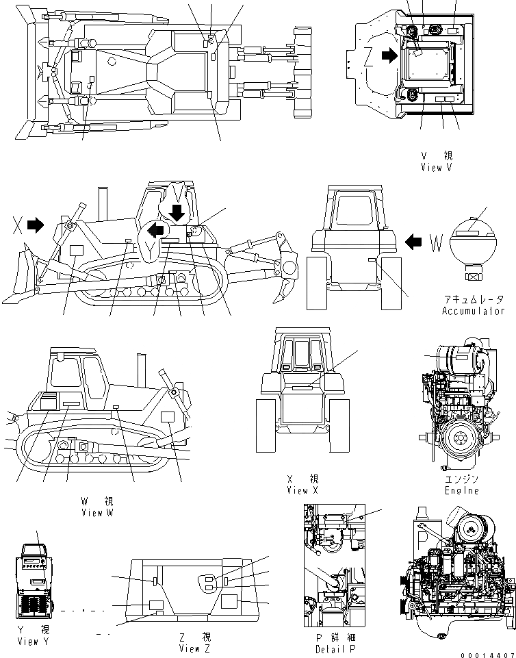 Схема запчастей Komatsu D155AX-5 - МАРКИРОВКА (АНГЛ.) (США)(№7-) МАРКИРОВКА