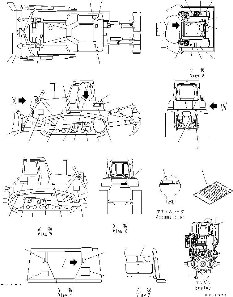 Схема запчастей Komatsu D155AX-5 - МАРКИРОВКА (ITALY) (ЕС)(№7-7999) МАРКИРОВКА