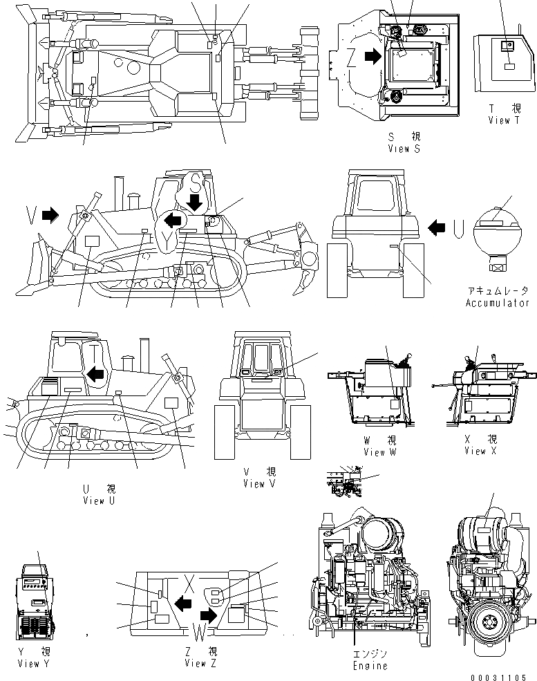 Схема запчастей Komatsu D155AX-5 - МАРКИРОВКА (АНГЛ.) (США) (С ДОПОЛН. ФИЛЬТР.)(№7-) МАРКИРОВКА