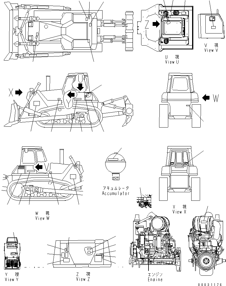 Схема запчастей Komatsu D155AX-5 - МАРКИРОВКА (АНГЛ.) (С ДОПОЛН. ФИЛЬТР.)(№7-) МАРКИРОВКА