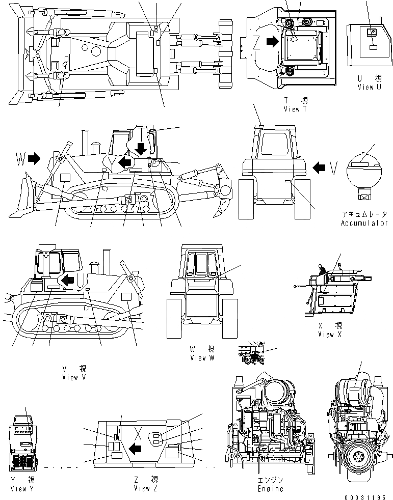 Схема запчастей Komatsu D155AX-5 - МАРКИРОВКА (КИТАЙ) (С ДОПОЛН. ФИЛЬТР.)(№7-) МАРКИРОВКА