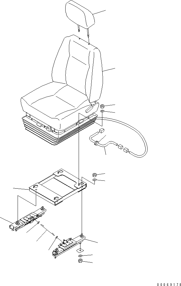 Схема запчастей Komatsu D155AX-6 - СИДЕНЬЕ ОПЕРАТОРА (TURN И ВОЗД. С ВОЗД. ПОДВЕСКОЙ) (ТКАНЕВОЕ СИДЕНЬЕ) (С HEADREST)(№8-) КАБИНА ОПЕРАТОРА И СИСТЕМА УПРАВЛЕНИЯ