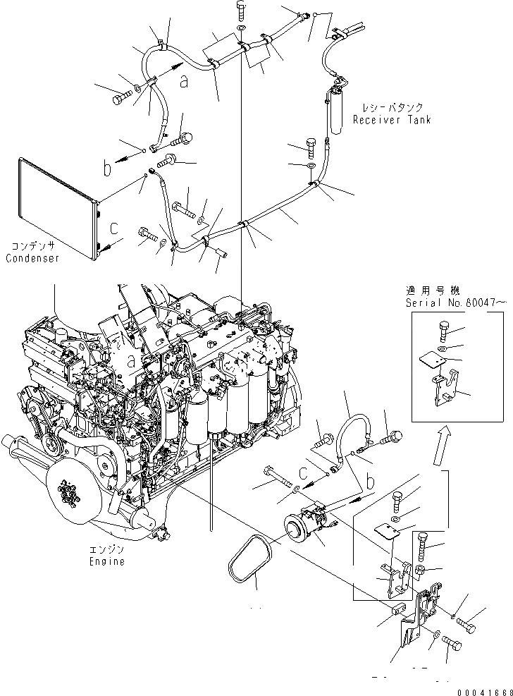 Схема запчастей Komatsu D155AX-6A - КОМПРЕССОР (КРЕПЛЕНИЕ И ШЛАНГИ)(№8-) КОМПОНЕНТЫ ДВИГАТЕЛЯ