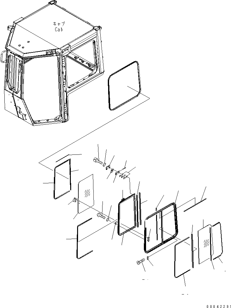 Схема запчастей Komatsu D155AX-6A - КАБИНА (ОКОНН. СТЕКЛА И РАМА) (ЛЕВ.)(№8-) КАБИНА ОПЕРАТОРА И СИСТЕМА УПРАВЛЕНИЯ