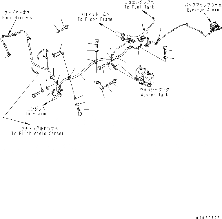 Схема запчастей Komatsu D155AX-6A - КРЫЛО (ОСНОВН. Э/ПРОВОДКА)(№887-) ЧАСТИ КОРПУСА