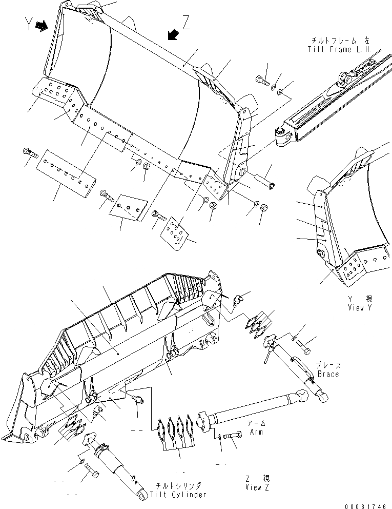 Схема запчастей Komatsu D155AX-6A - ОТВАЛ SIGMADOZER (С SВЕРХН. HARDNESS END BIT И РЕЖУЩ. КРОМКА)(№887-) РАБОЧЕЕ ОБОРУДОВАНИЕ