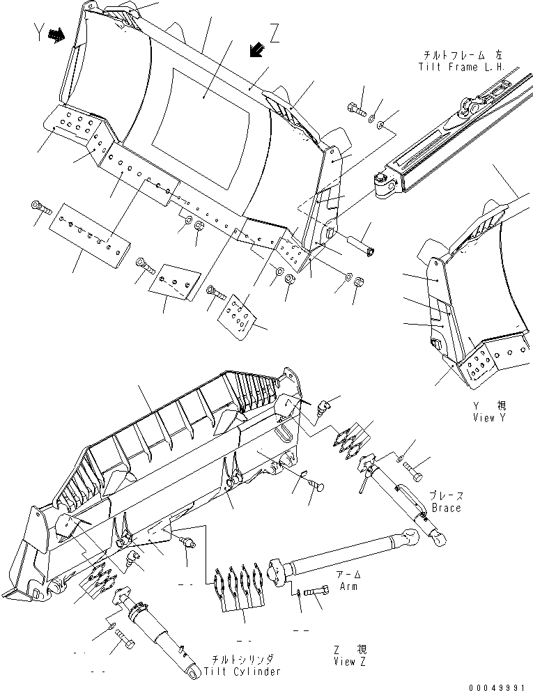 Схема запчастей Komatsu D155AX-6A - ОТВАЛ SIGMADOZER (С ТОЛКАЮЩ. ПЛАСТИН.)(№8-87) РАБОЧЕЕ ОБОРУДОВАНИЕ