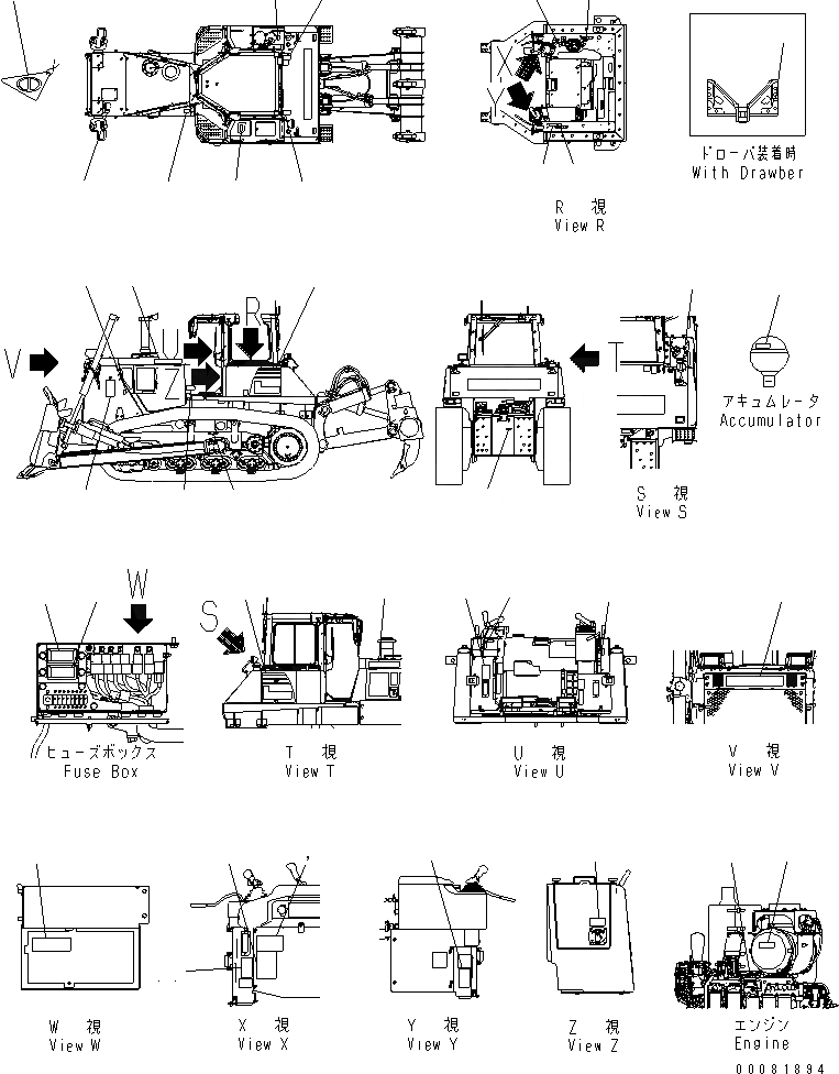 Схема запчастей Komatsu D155AX-6A - МАРКИРОВКА (ITALY) (ЕС)(№887-) МАРКИРОВКА