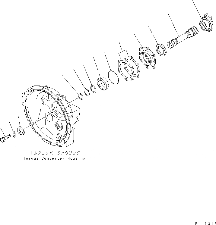 Схема запчастей Komatsu D155C-1P - ГИДРОТРАНСФОРМАТОР (ВЫХОДНОЙ ВАЛ)(№-) СИЛОВАЯ ПЕРЕДАЧА И КОНЕЧНАЯ ПЕРЕДАЧА