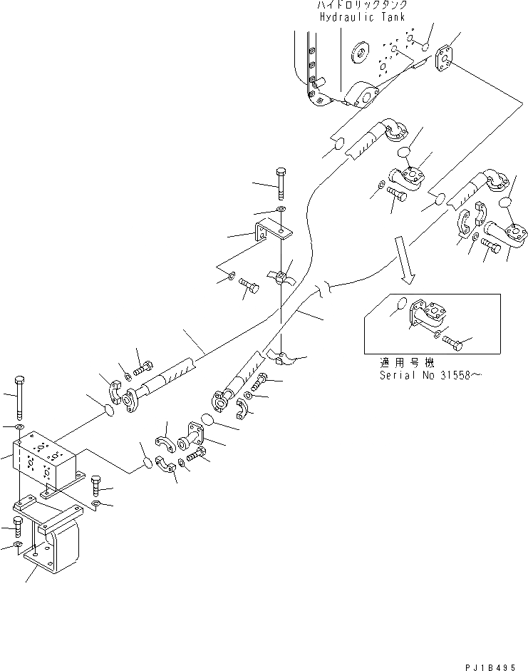 Схема запчастей Komatsu D155C-1P - ГИДРОЛИНИИ ПРОТИВОВЕСА(/)(№8-) ЧАСТИ КОРПУСА