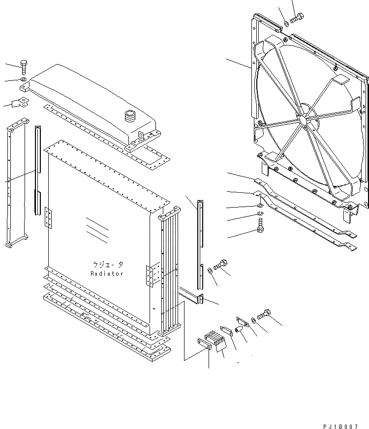 Схема запчастей Komatsu D155C-1D - РЕШЕТКА ВЕНТИЛЯТОРА РАДИАТОРА ЧАСТИ КОРПУСА