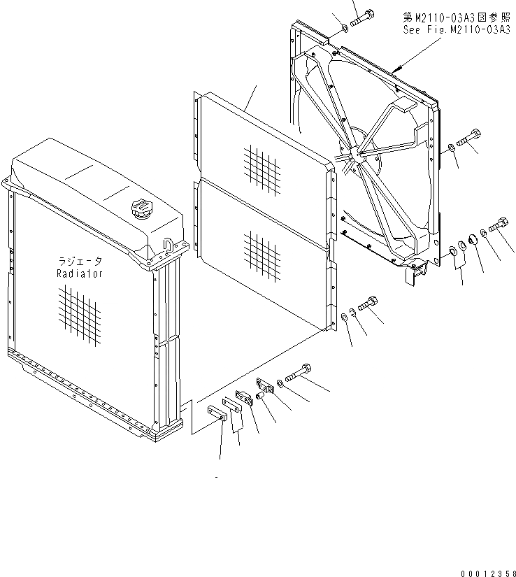 Схема запчастей Komatsu D155C-1 - РЕШЕТКА ВЕНТИЛЯТОРА РАДИАТОРА (ДЛЯ ДВИГАТЕЛЬ) (С РЕШЕТКА)(№9-) ЧАСТИ КОРПУСА
