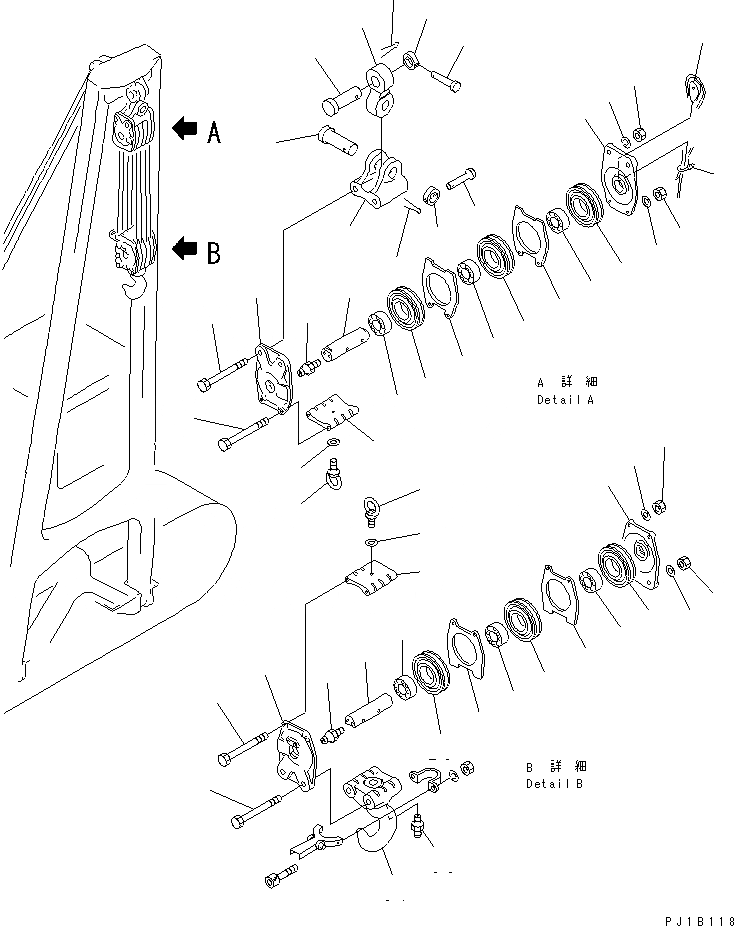 Схема запчастей Komatsu D155C-1 - БЛОК И КРЮК(№-) РАБОЧЕЕ ОБОРУДОВАНИЕ