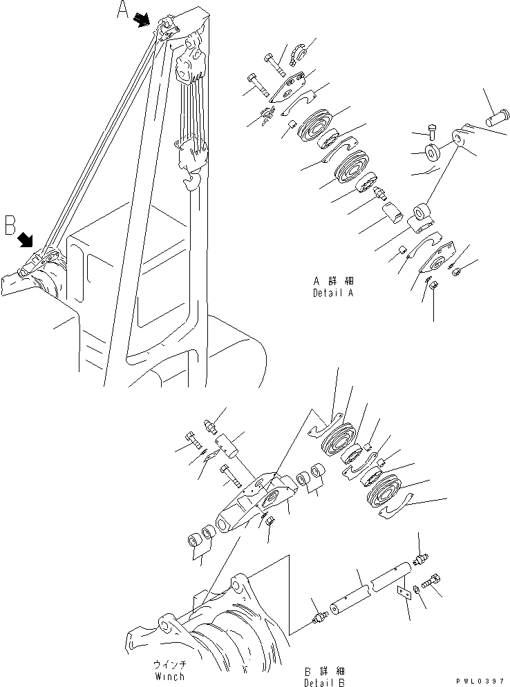 Схема запчастей Komatsu D155C-1 - ПОЛИСПАСТ РАБОЧЕЕ ОБОРУДОВАНИЕ