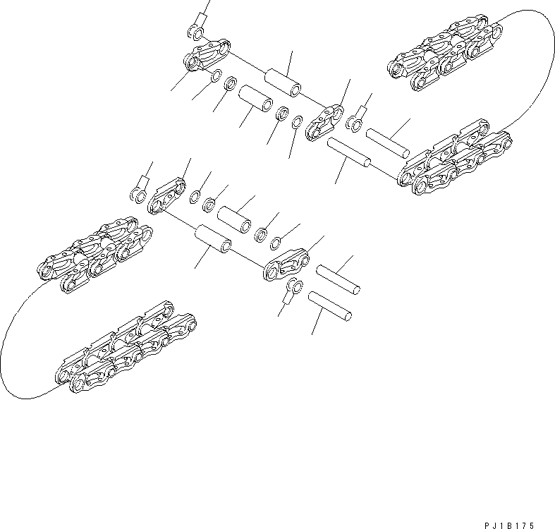 Схема запчастей Komatsu D155C-1 - ГУСЕН. ЦЕПЬ В СБОРЕ (ПОСТАВЛЯЕМЫЕ ЧАСТИ) ОСНОВН. КОМПОНЕНТЫ И РЕМКОМПЛЕКТЫ