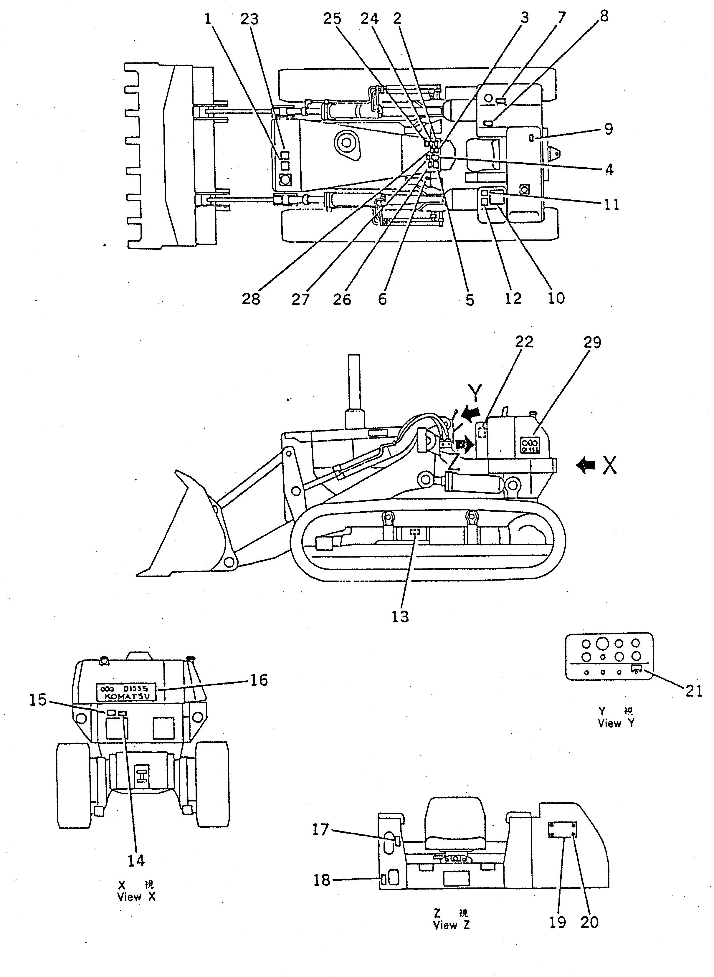 Схема запчастей Komatsu D155S-1 - МАРКИРОВКА(№-) ЧАСТИ КОРПУСА