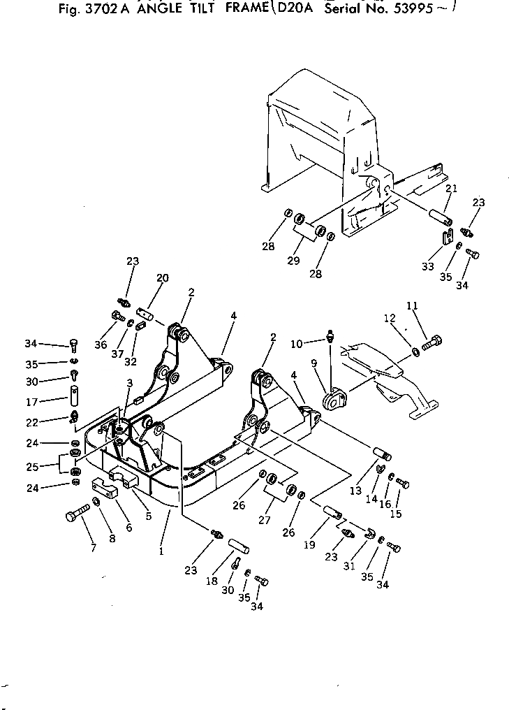 Схема запчастей Komatsu D20A-5 - ANGLE НАКЛОН. РАМА(№99-) РАБОЧЕЕ ОБОРУДОВАНИЕ