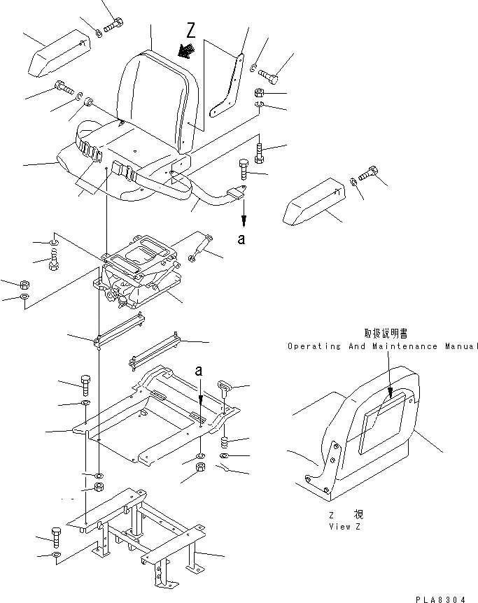 Схема запчастей Komatsu D20A-7 - СИДЕНЬЕ ОПЕРАТОРА (С МАСЛ. ДЕМПФЕР)(№788-78) ЧАСТИ КОРПУСА