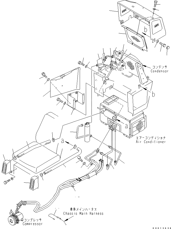 Схема запчастей Komatsu D20A-8 - КОНДИЦ. ВОЗДУХА (ТРУБЫ¤ КРЫШКАAND ВОЗДУХОВОД) КАБИНА ОПЕРАТОРА И СИСТЕМА УПРАВЛЕНИЯ