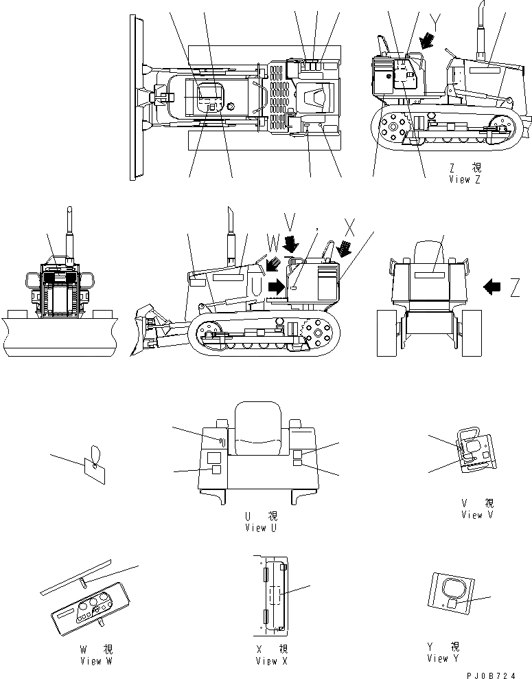 Схема запчастей Komatsu D20P-7A - МАРКИРОВКА (АНГЛ.)(ДЛЯ КАБИНА ROPS)(№8-) МАРКИРОВКА