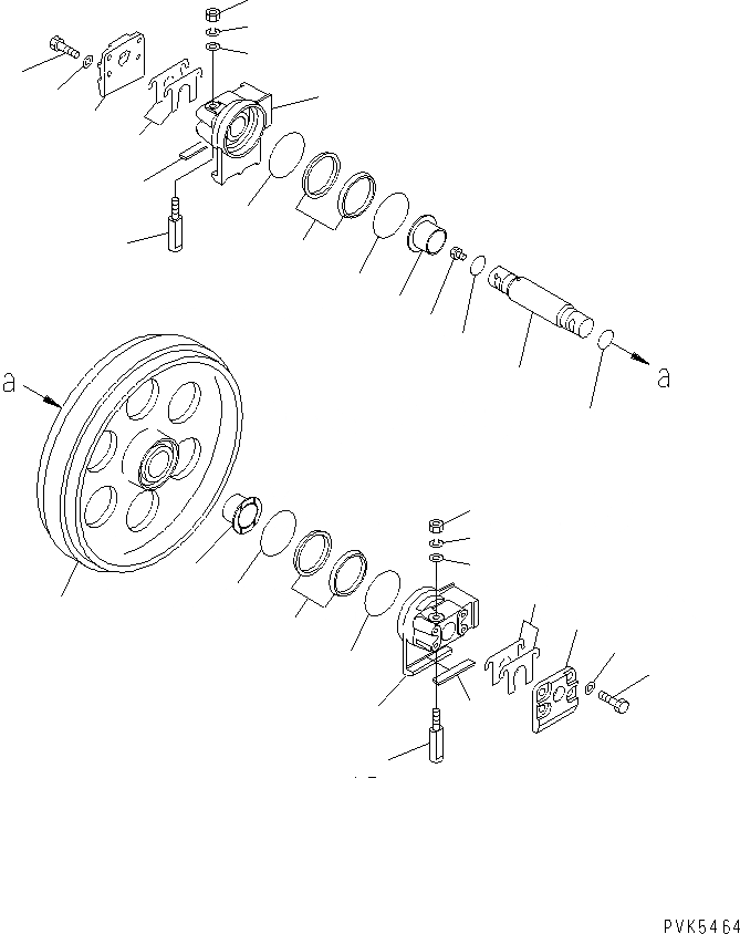 Схема запчастей Komatsu D20P-7A-M - ПЕРЕДН. ЛЕНИВЕЦ(№79-) ХОДОВАЯ